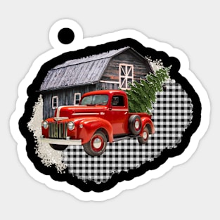 Christmas Red Truck Sticker